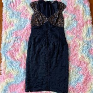 Navy Blue Beaded Midi Dress